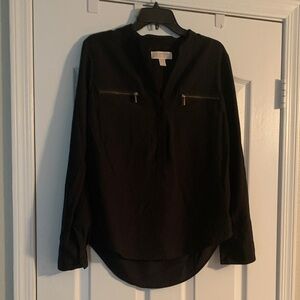 Michael Kors Black Zip-Accent Blouse
